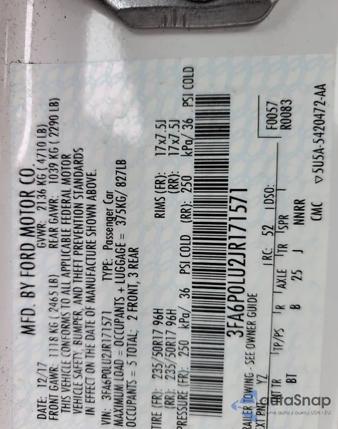 2018 Ford Fusion Se Hybrid из США, поврежденный, VIN 3FA6P0LU2JR171571